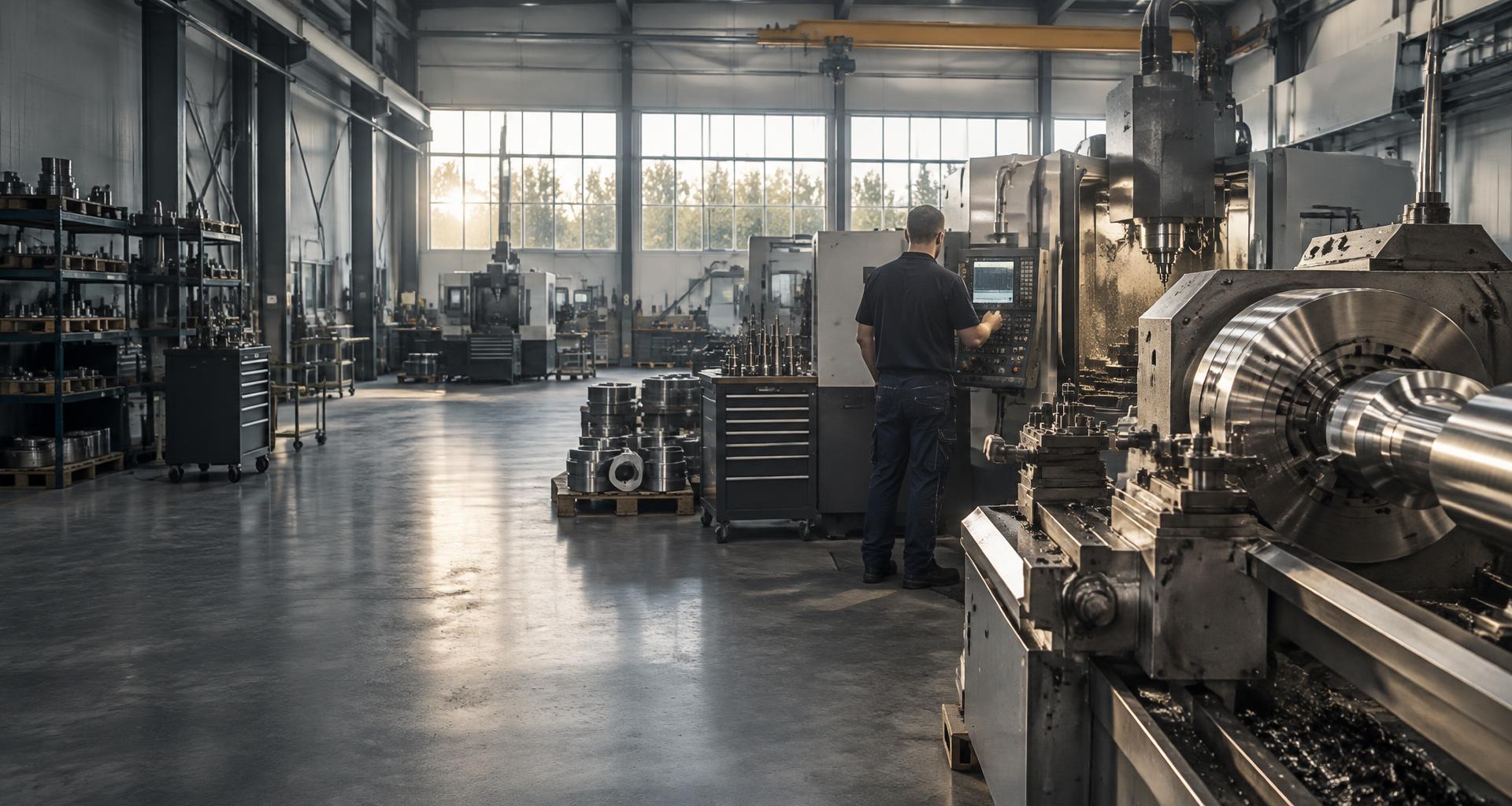 Maschinen und Werkzeuge in einer industriellen Werkhalle
